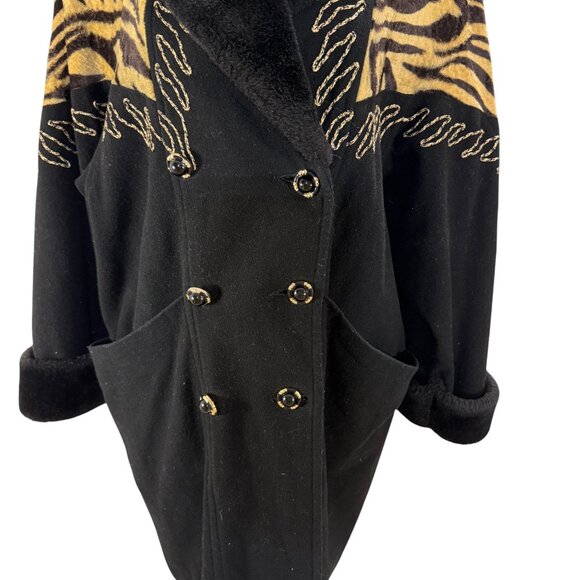 Vintage Zebra oversized faux fur Collar statement Coat/Jacket - Picture 6 of 10
